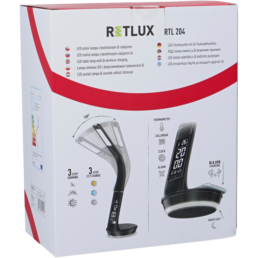 RTL 204 stm.LED lamp.černá Qi 6W RETLUX